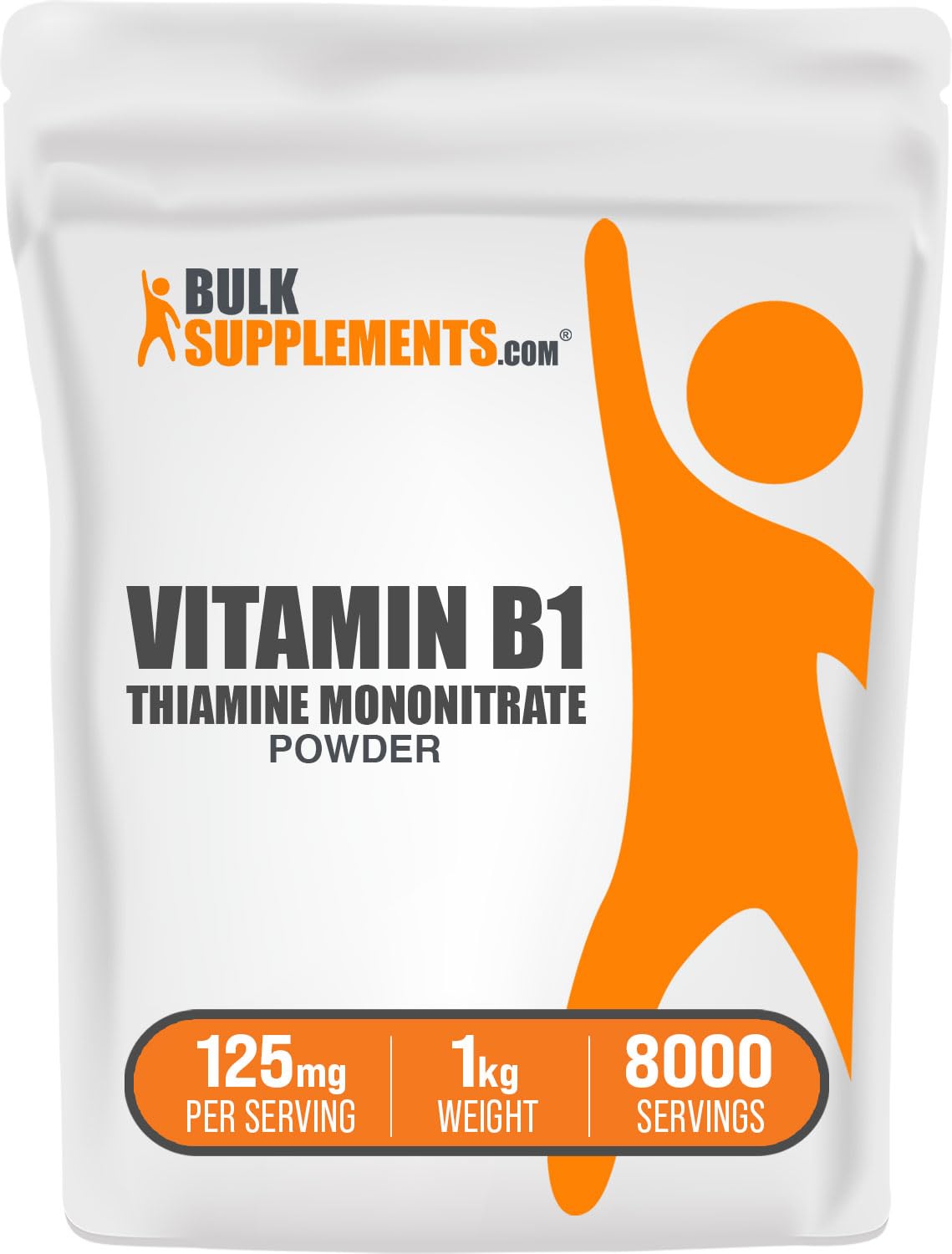 BulkSupplements Thiamine Mononitrate powder bottle for daily vitamin B1 support.