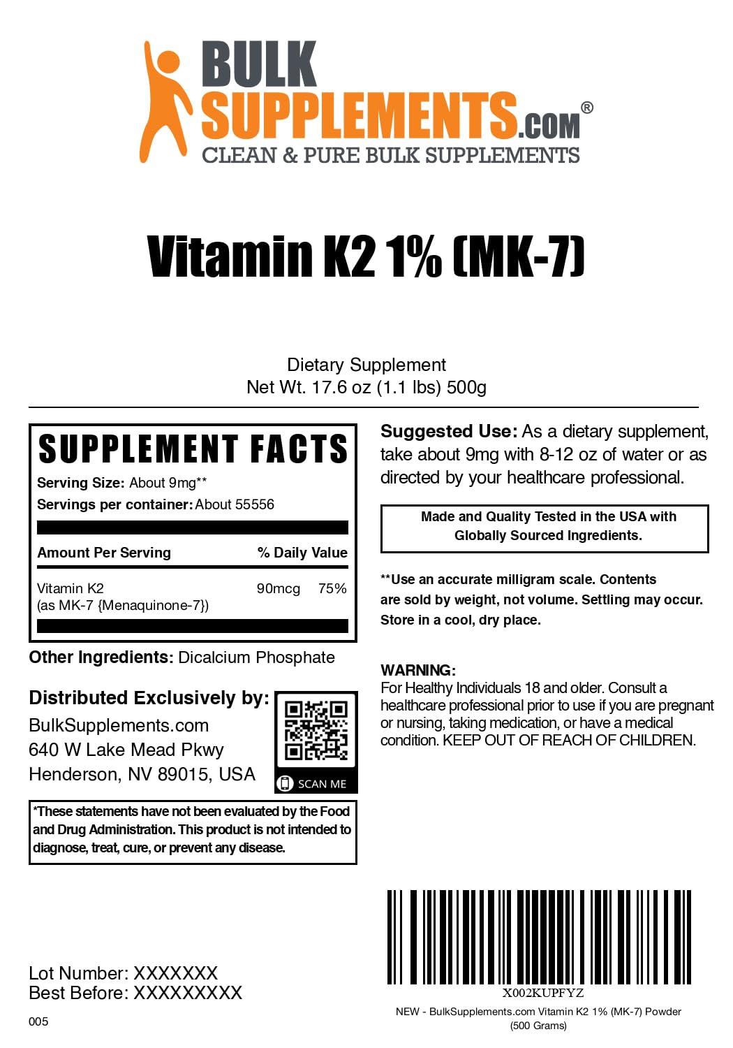 Lifestyle shot of BulkSupplements Vitamin K2 MK-7 powder added to smoothie