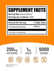 BulkSupplements 5-HTP powder with scoop for convenient serving.