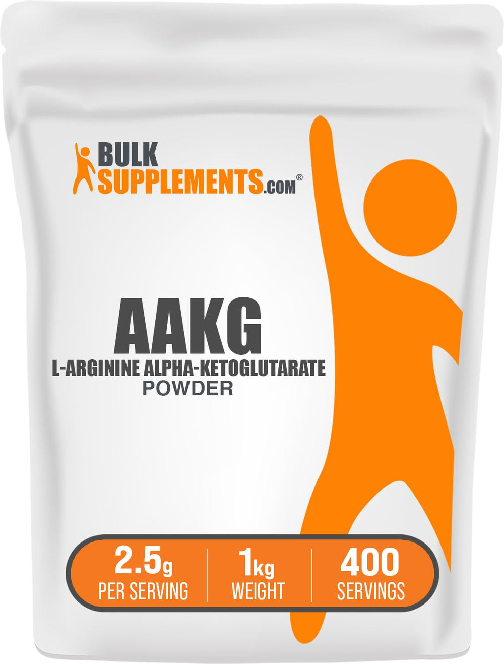 BulkSupplements AAKG powder container with clear labeling, easy to mix into shakes.