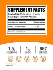 BulkSupplements Acetyl L-Carnitine powder packaging label for consistent use
