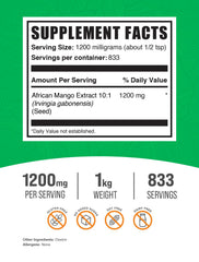 BulkSupplements African Mango Seed Extract powder container shown for easy dosing.