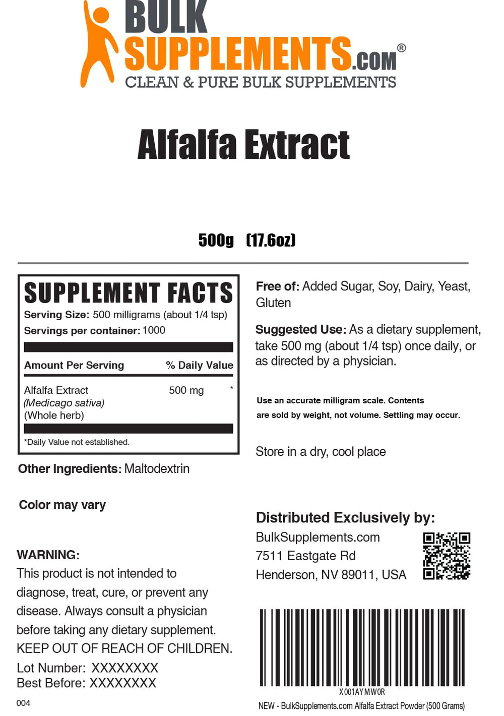 BulkSupplements Alfalfa Extract Powder in cup demonstrates versatile daily use.