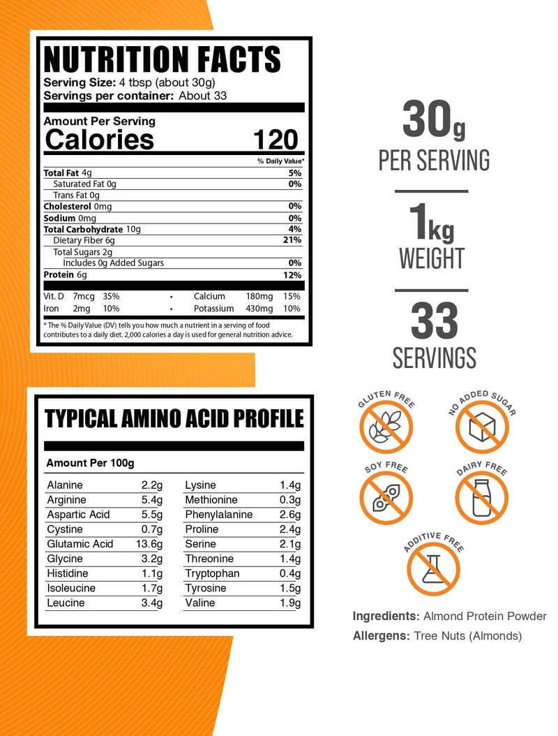 BulkSupplements almond protein powder pour into a shaker for smoothies.