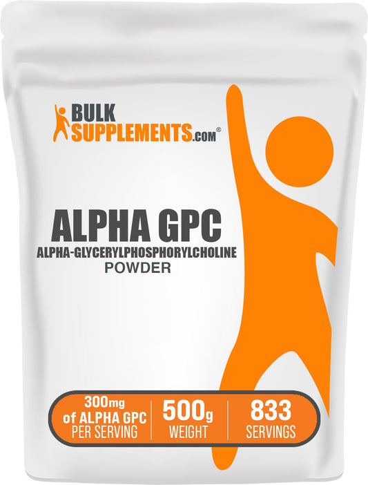 BulkSupplements Alpha GPC powder bottle for easy daily wellness and mixability