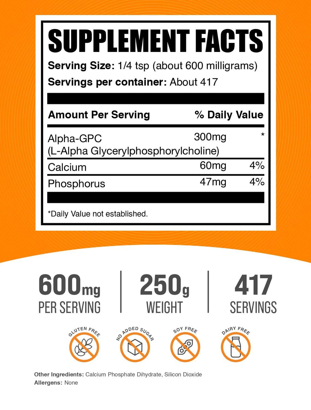 BulkSupplements Alpha GPC powder with scoop for convenient servings