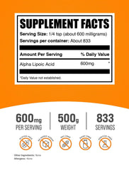BulkSupplements Alpha Lipoic Acid powder scoop for easy dose mixing.