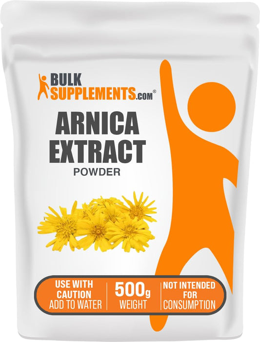 BulkSupplements Arnica Extract Powder bottle with label, ideal for a simple daily wellness routine.