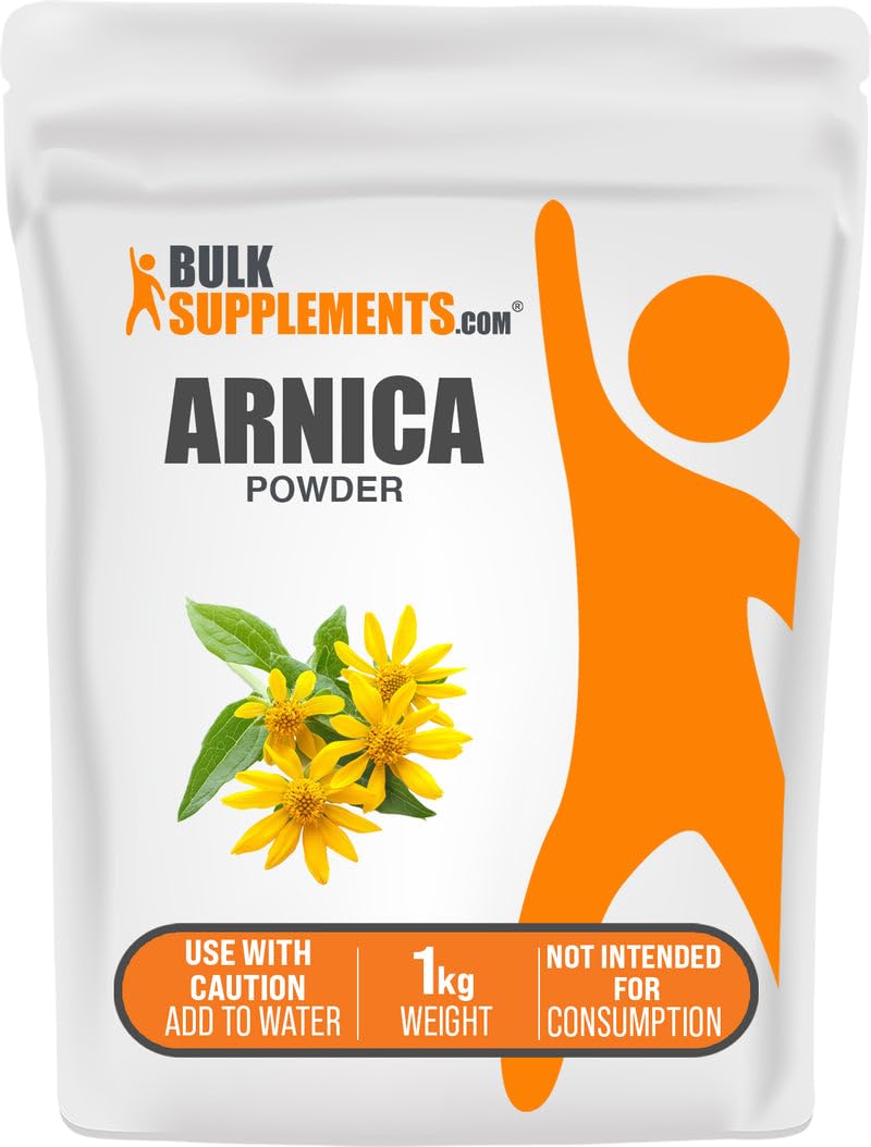 BulkSupplements Arnica Powder jar showing premium packaging for easy measuring and storage.