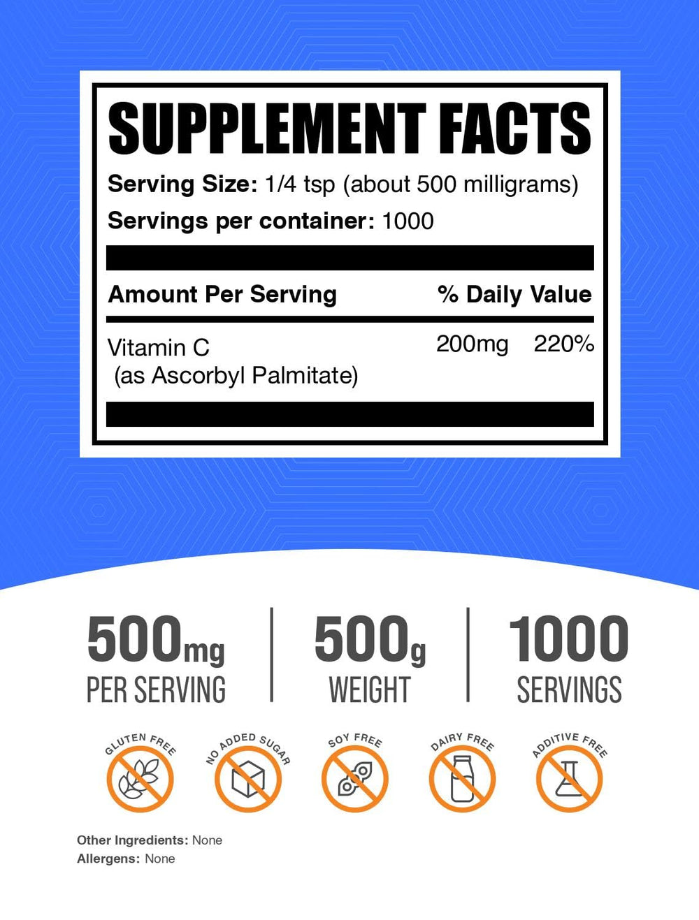 BulkSupplements Ascorbyl Palmitate powder scoop showing easy, measured daily dosage.