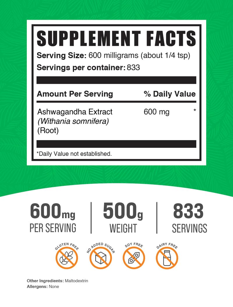 BulkSupplements Ashwagandha powder measuring scoop for precise servings