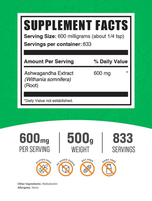 BulkSupplements Ashwagandha powder measuring scoop for precise servings