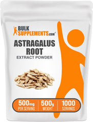 BulkSupplements astragalus extract powder bottle for daily wellness support.