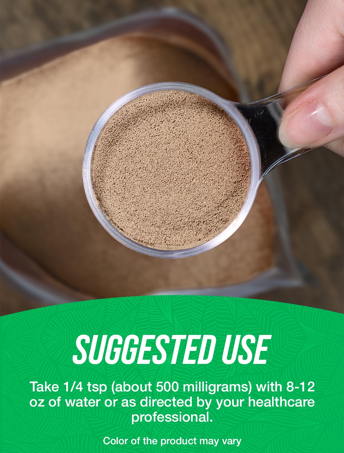 BulkSupplements astragalus extract powder in a bowl ready to mix into a shake.