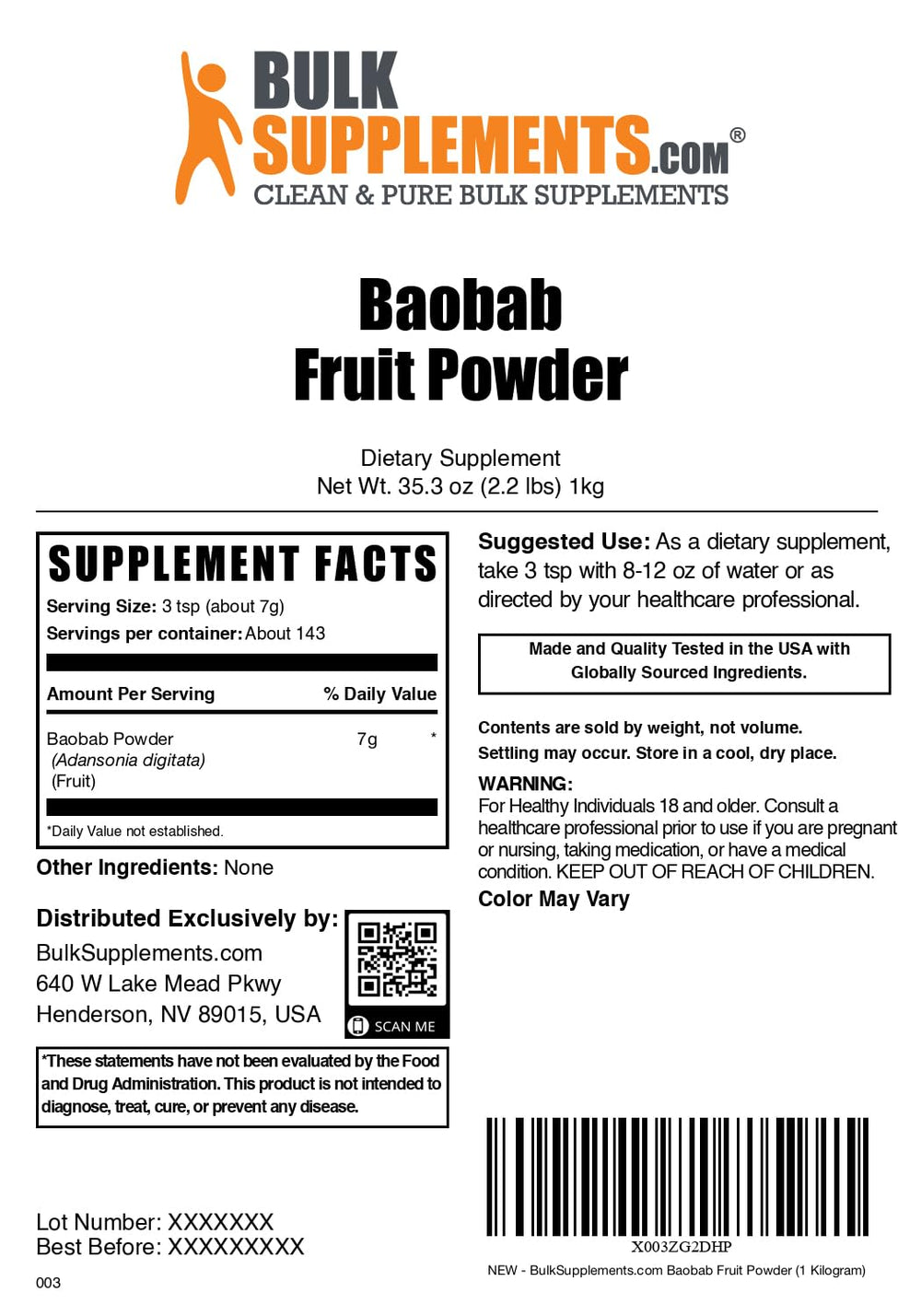 BulkSupplements Baobab powder as natural food coloring in recipes