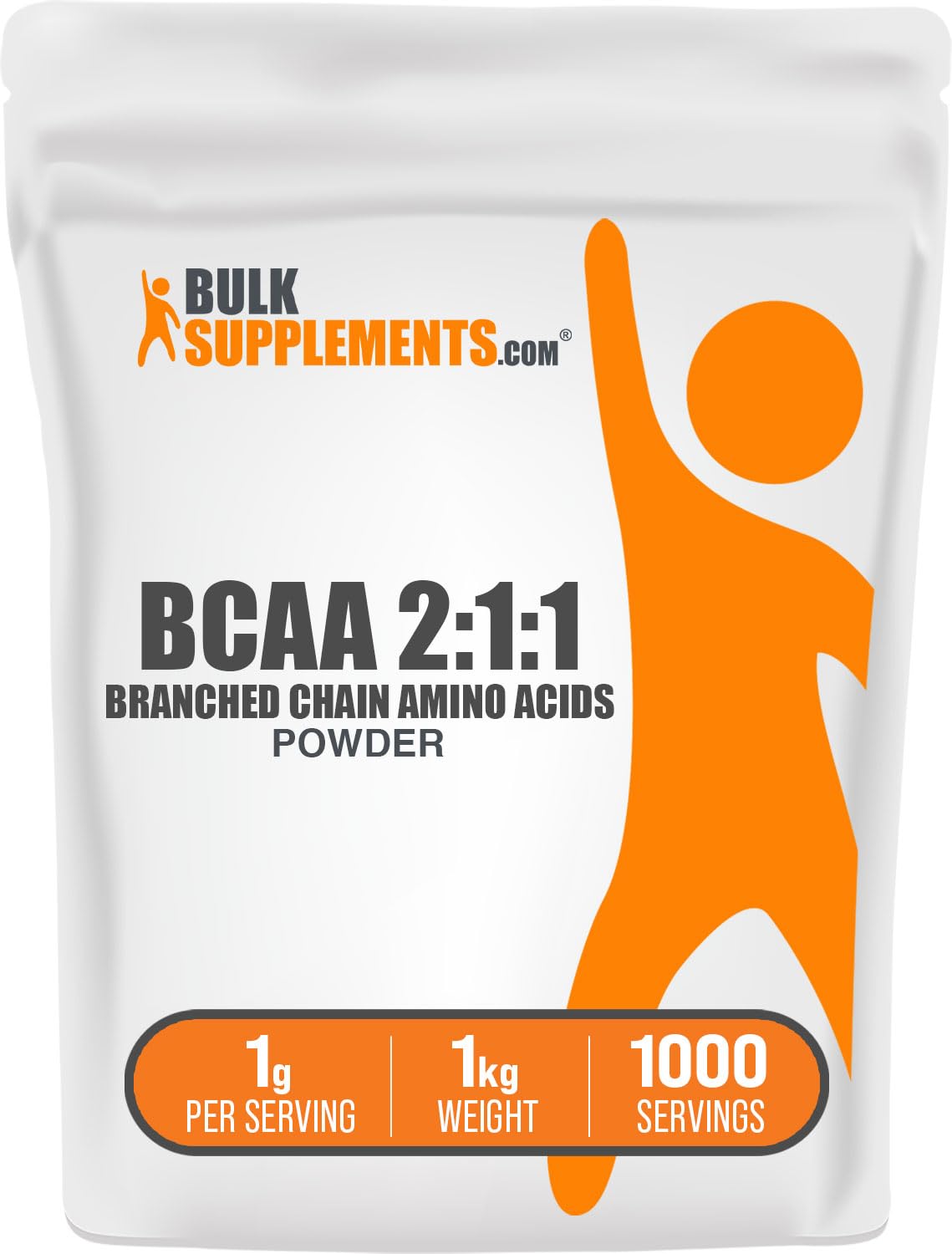 BulkSupplements BCAA 2:1:1 powder unflavored for easy shake mixing