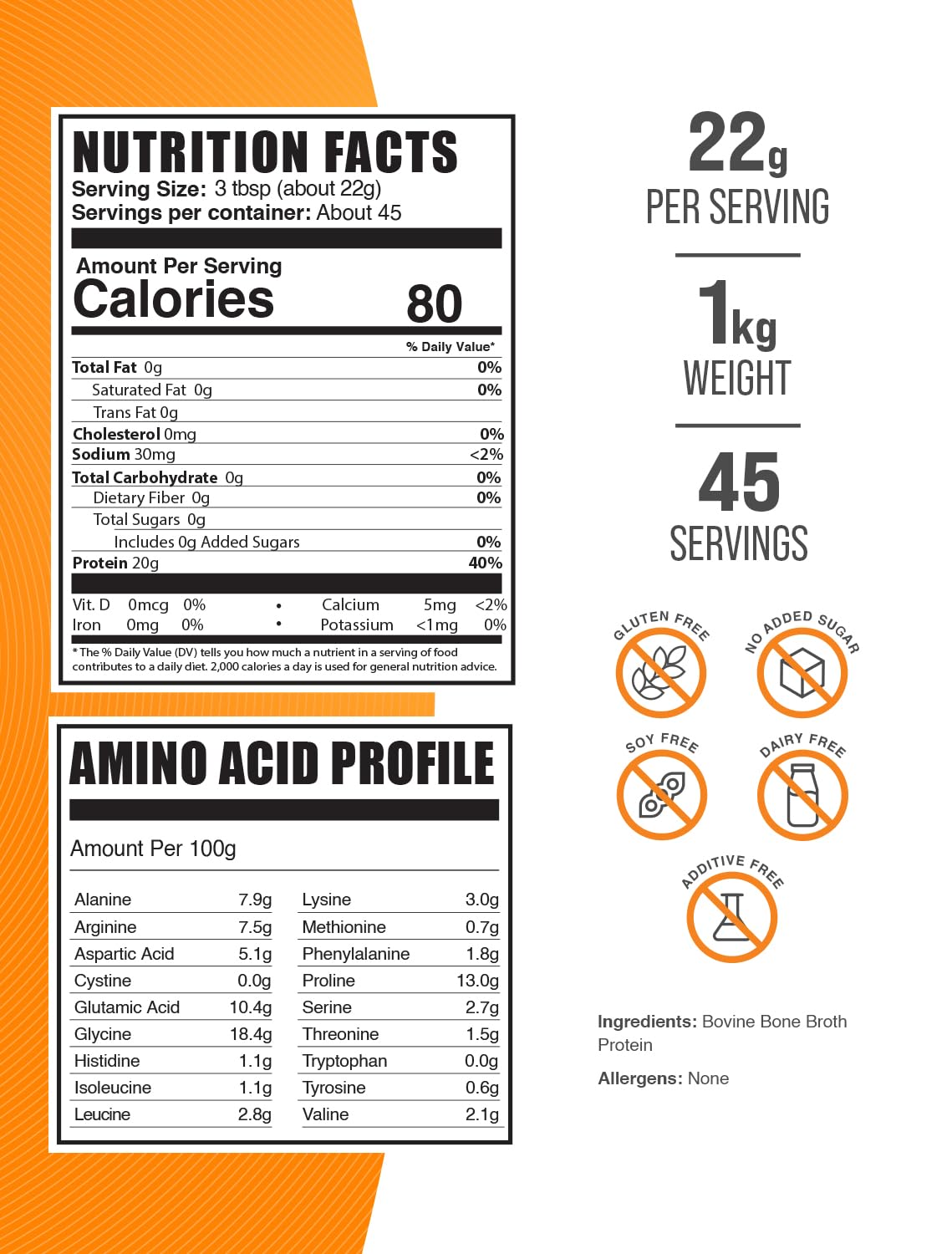 BulkSupplements Beef Bone Broth Protein Powder dairy-free formula ideal for lactose-sensitive diets