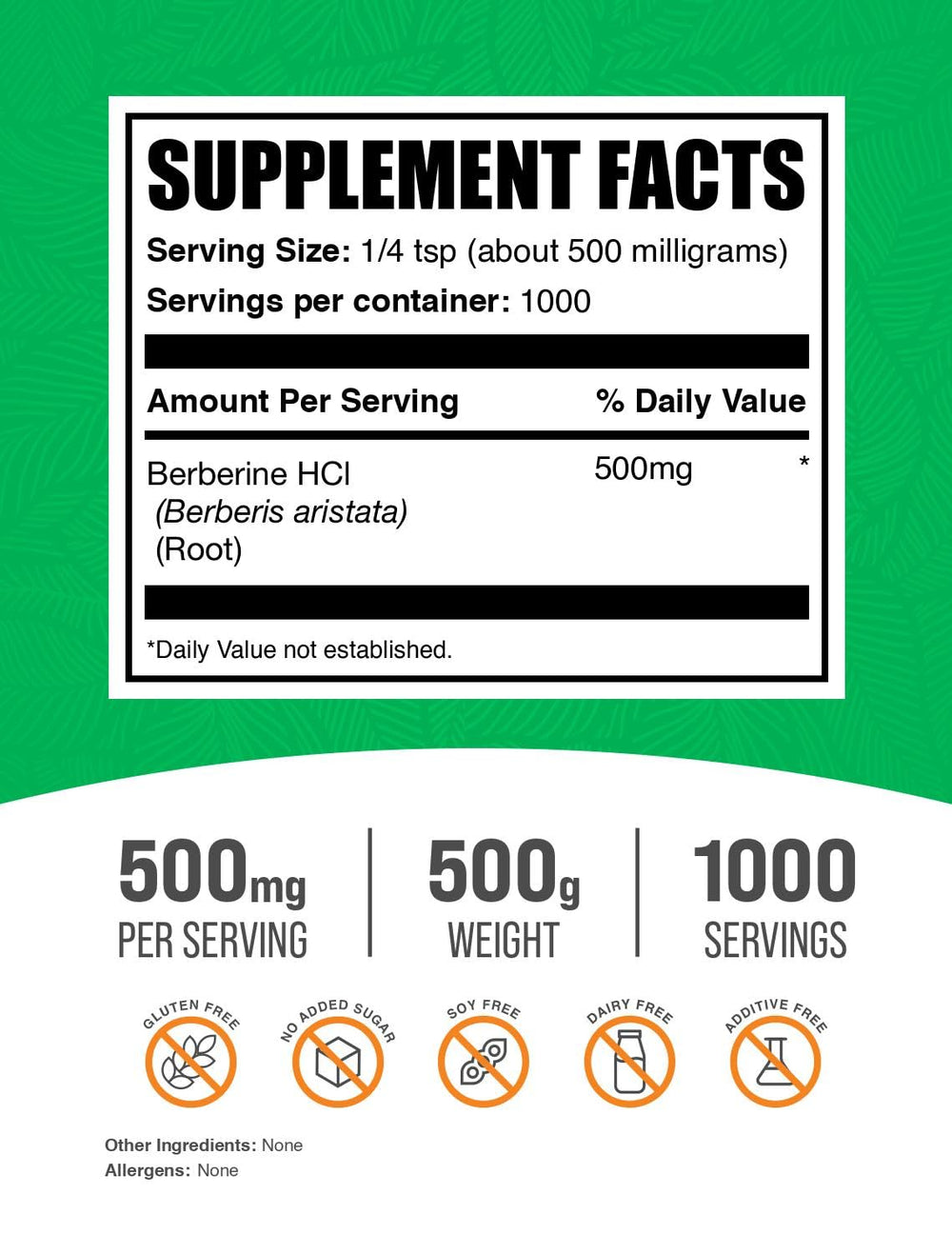BulkSupplements Berberine HCl powder scoop, convenient measuring for precise servings.