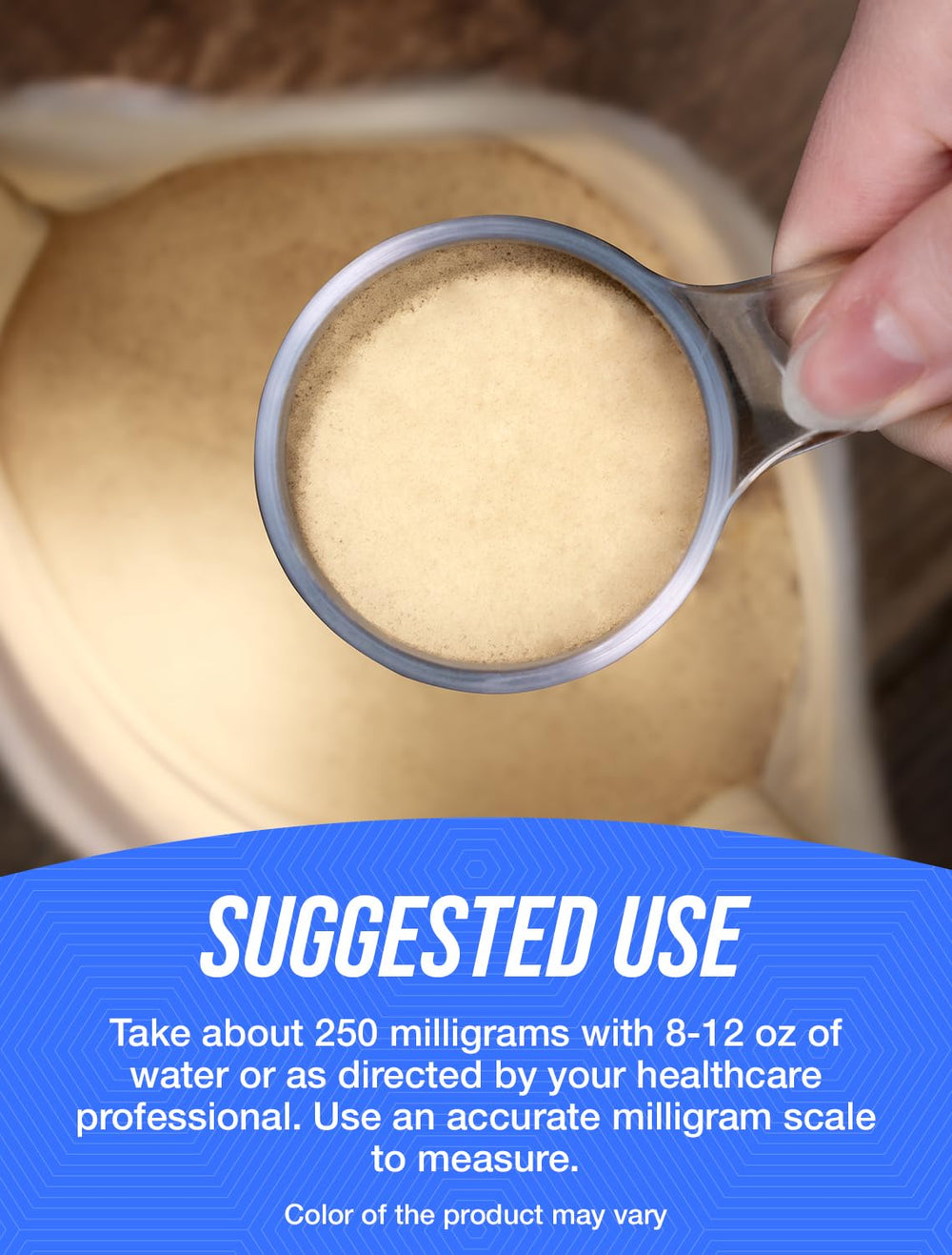 BulkSupplements Beta Glucan powder stirred into a smoothie for daily intake.