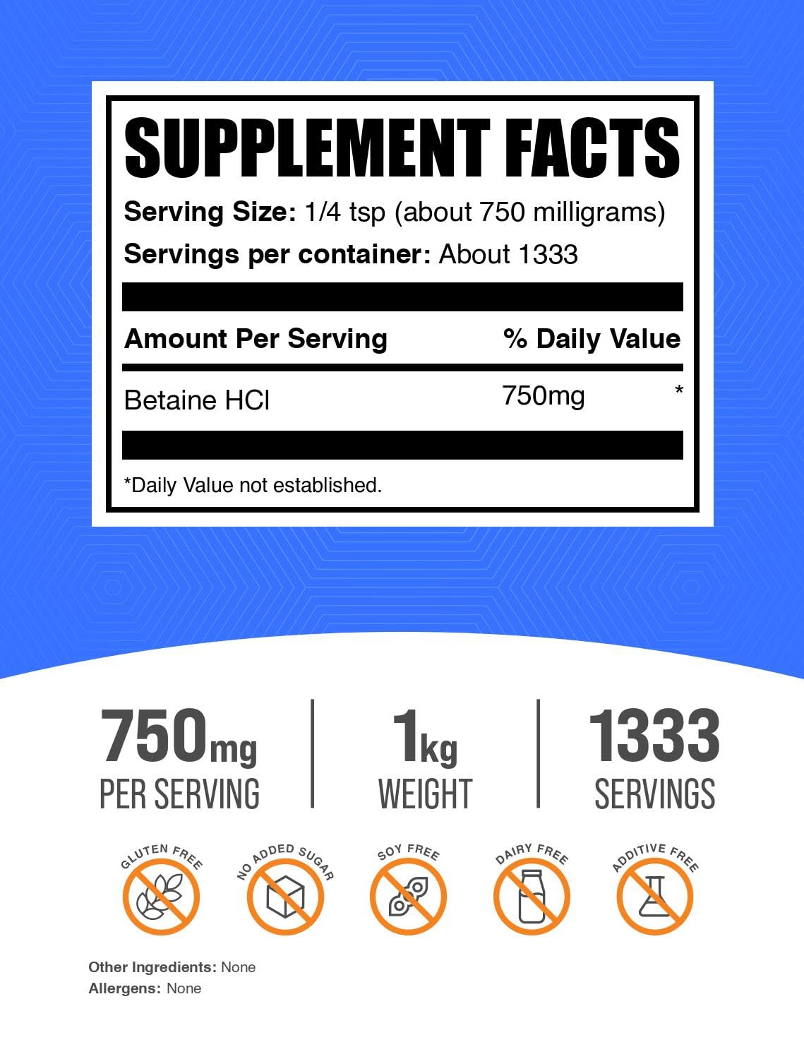 Betaine HCl powder scoop illustrates easy measuring for daily use