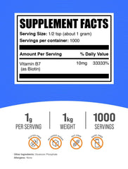 BulkSupplements Biotin 10000mcg bottle label close up highlighting gluten-free quality