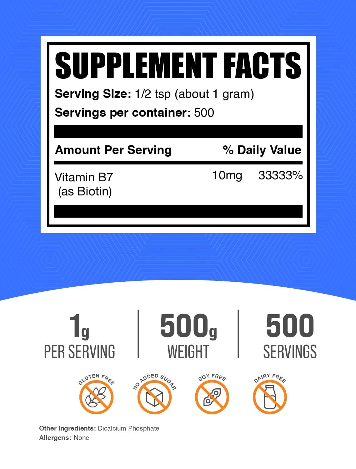BulkSupplements Biotin powder with measuring spoon enables easy daily dosing for hair health