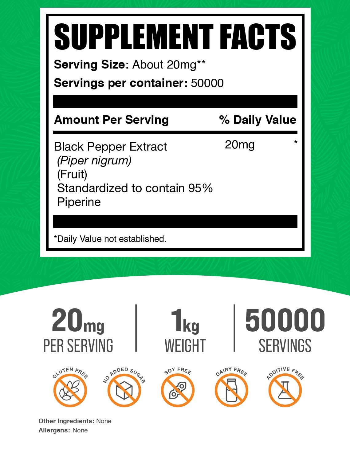 BulkSupplements Black Pepper Extract powder container close-up highlighting quality