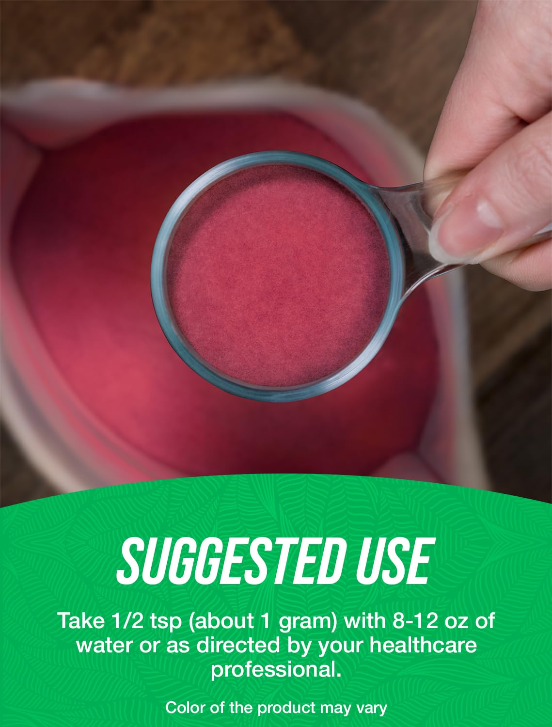 Scoop of Black Radish Extract powder illustrating convenient serving.