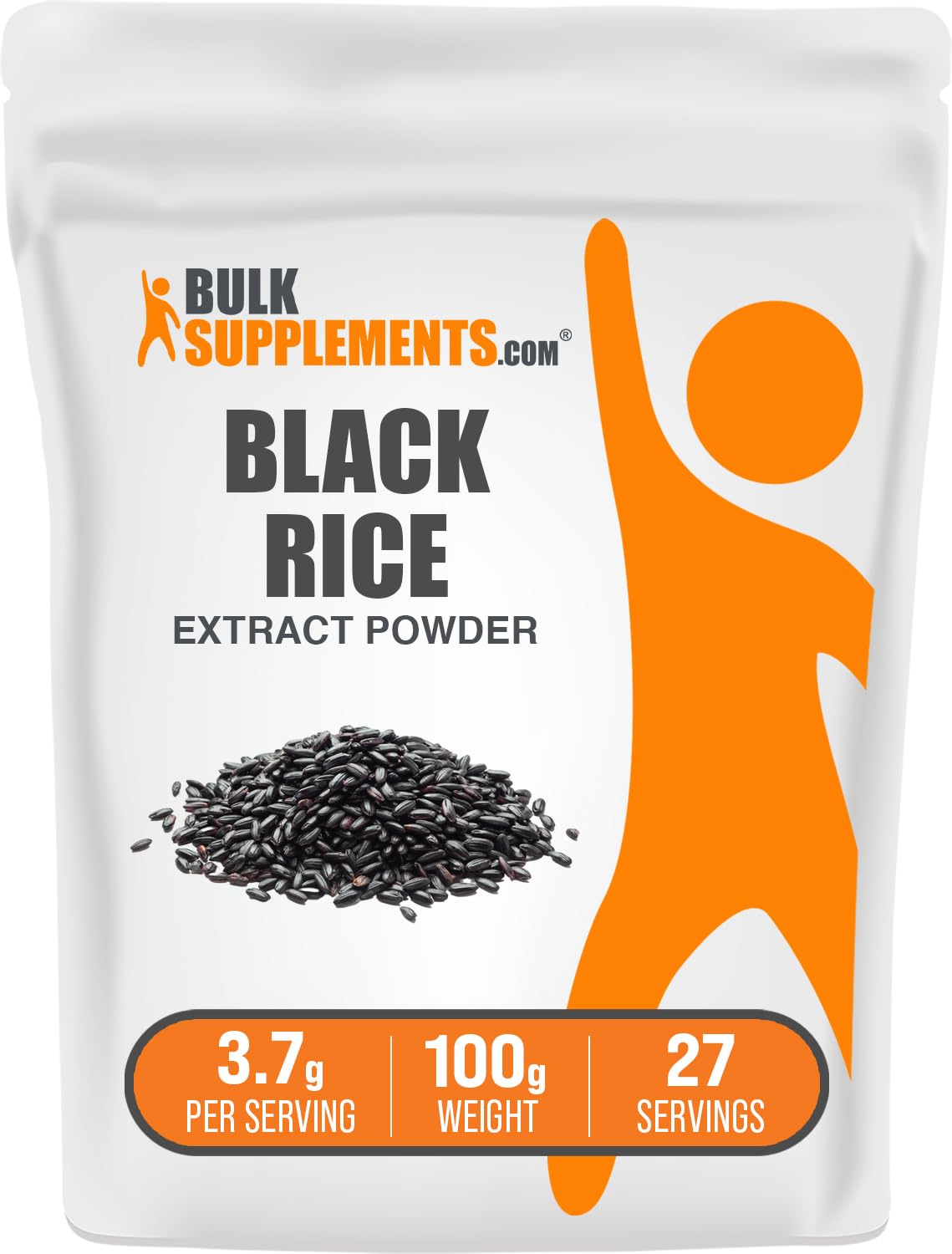BulkSupplements Black Rice Extract powder bottle, unflavored, ideal for daily smoothies.