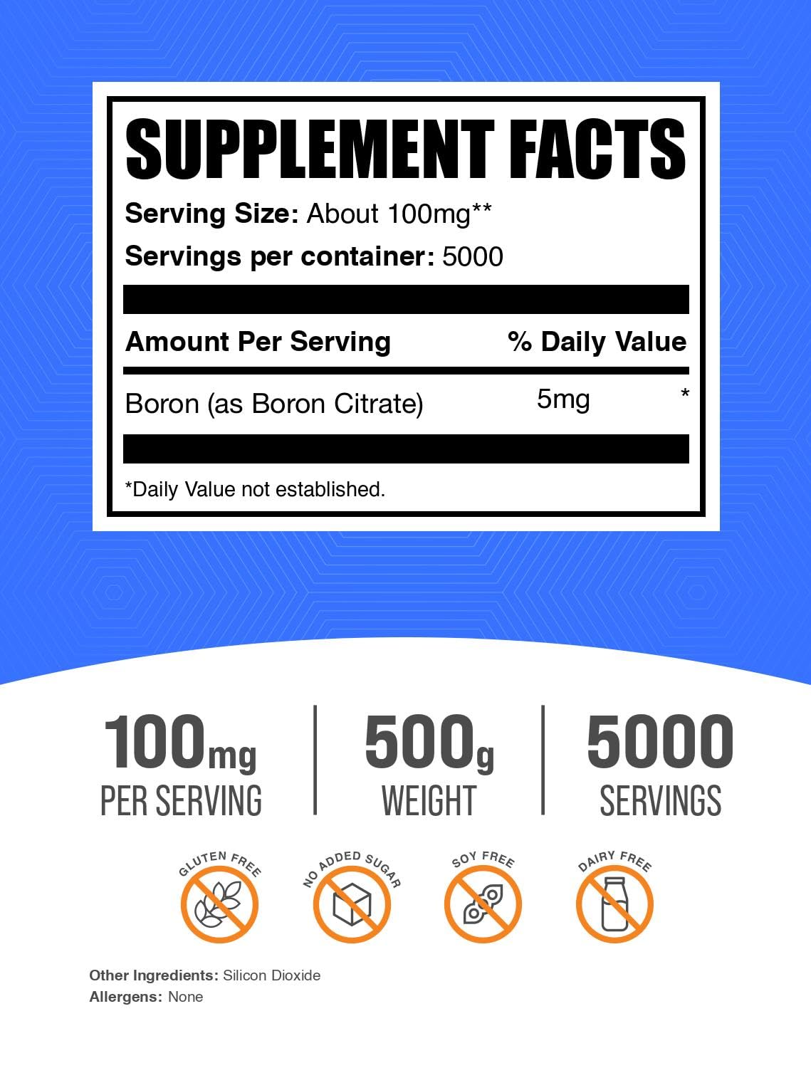 BulkSupplements Boron Citrate Powder pour demonstrating convenient mixing for smoothies and beverages.
