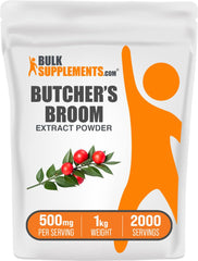 BulkSupplements Butcher's Broom Extract powder packaging highlights clean labeling for trusted daily use.