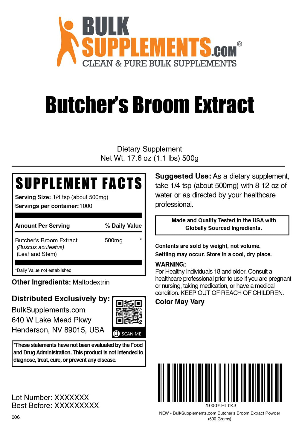 BulkSupplements Butchers Broom mixed in water for easy consumption.