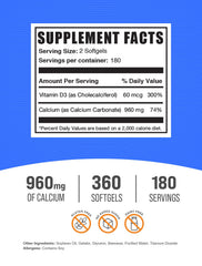 BulkSupplements calcium carbonate vitamin D3 softgels pour demonstrates easy-to-swallow capsules.