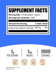 BulkSupplements Calcium Orotate Powder with scoop enables easy portion control
