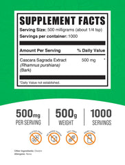 Close-up of BulkSupplements Cascara Sagrada Extract bottle showing quality packaging.