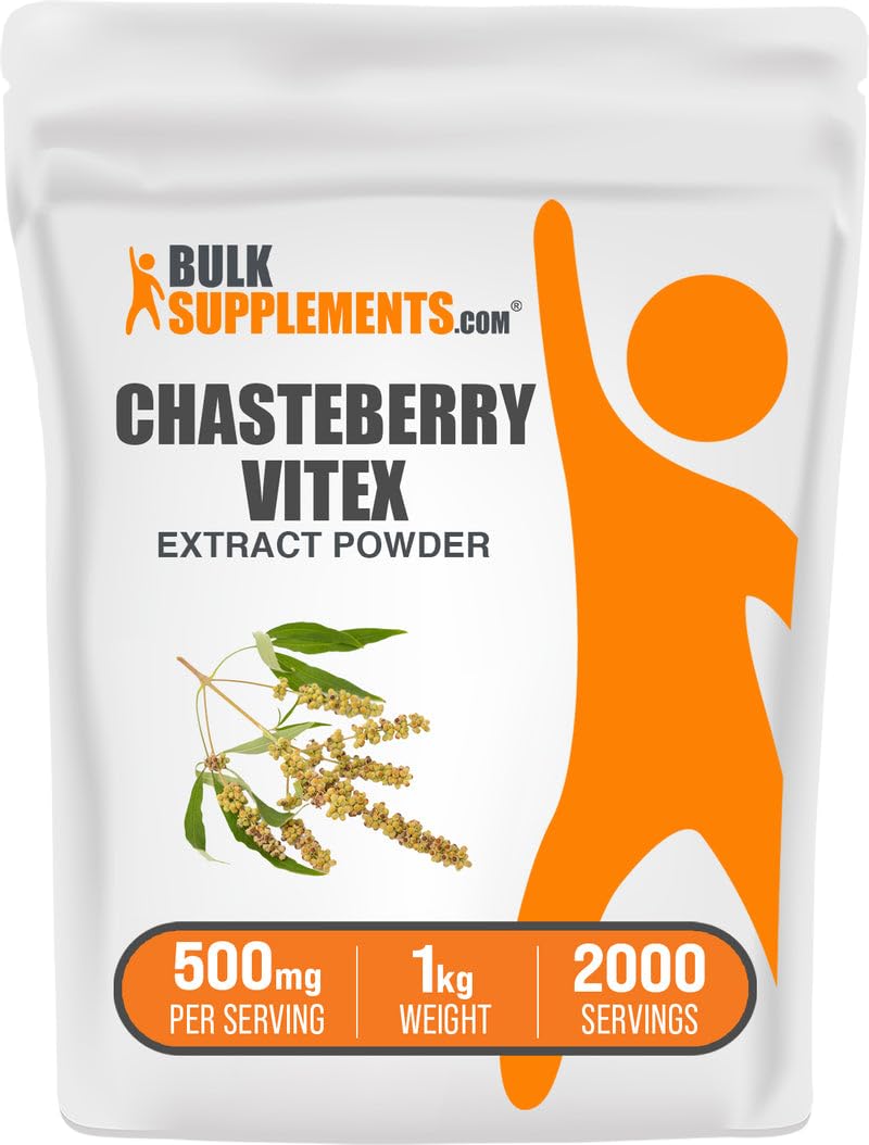 BulkSupplements chasteberry extract powder bottle for daily vegan wellness