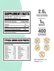 Bulksupplements chicken collagen powder scoop for precise serving in shakes.