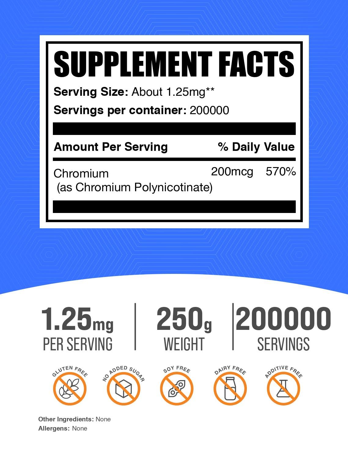 Chromium GTF powder dissolves smoothly in water or juice for convenient intake.