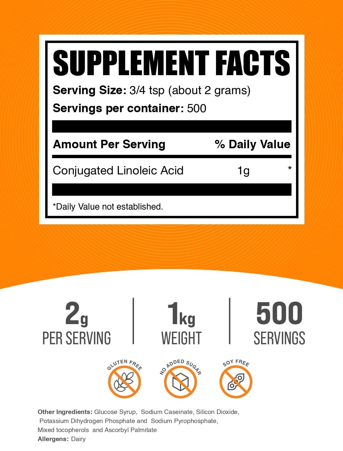 Scoop of BulkSupplements CLA powder for precise daily dosing