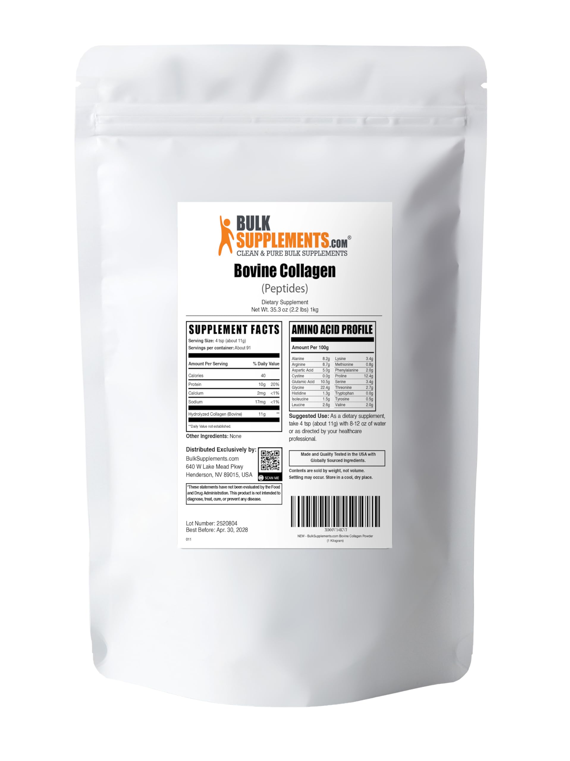 Shake with BulkSupplements Collagen Peptides Powder for a quick boost.