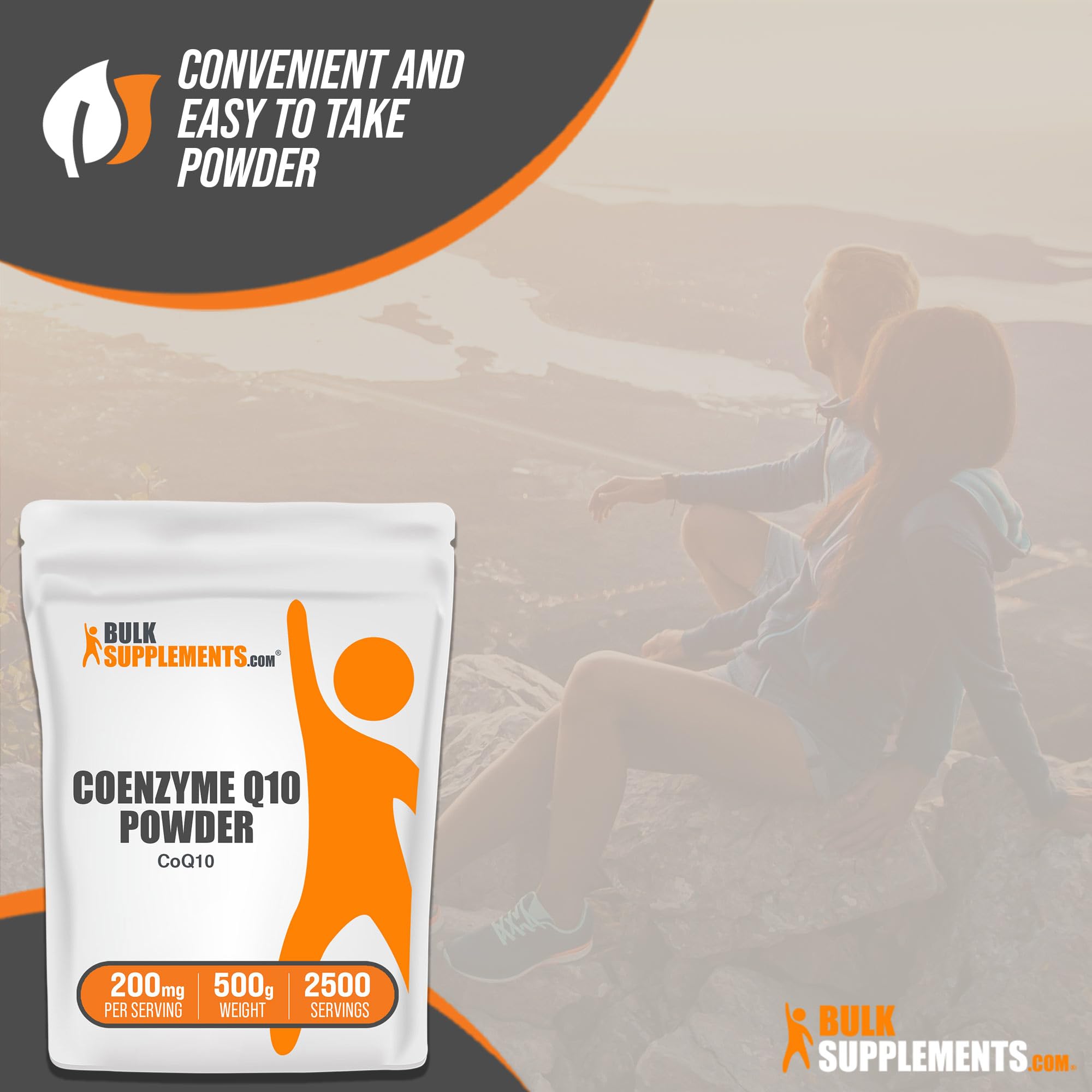 BulkSupplements CoQ10 powder packaging emphasizing quality and cGMP standards