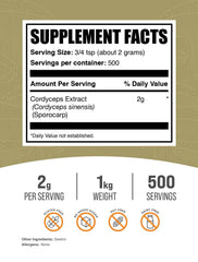 BulkSupplements Cordyceps extract powder scoop enables easy, measurable servings for smoothies.