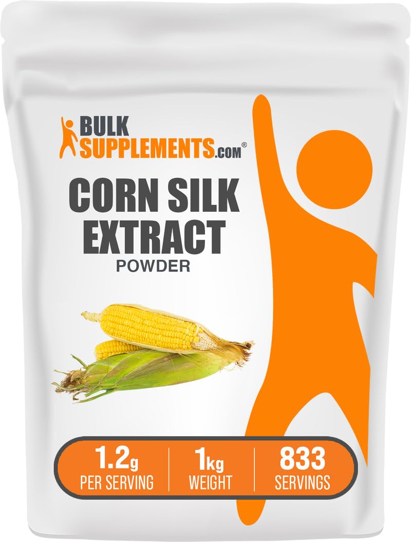 BulkSupplements Corn Silk Extract Powder bottle, vegan and gluten-free daily wellness option.