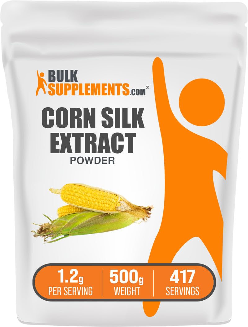 BulkSupplements corn silk extract powder bottle for daily wellness routines.