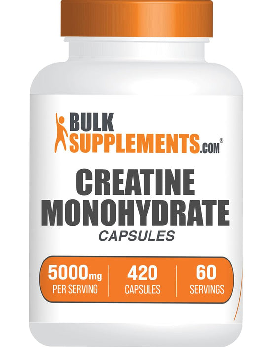 BulkSupplements Creatine Monohydrate Capsules bottle for easy daily supplementation