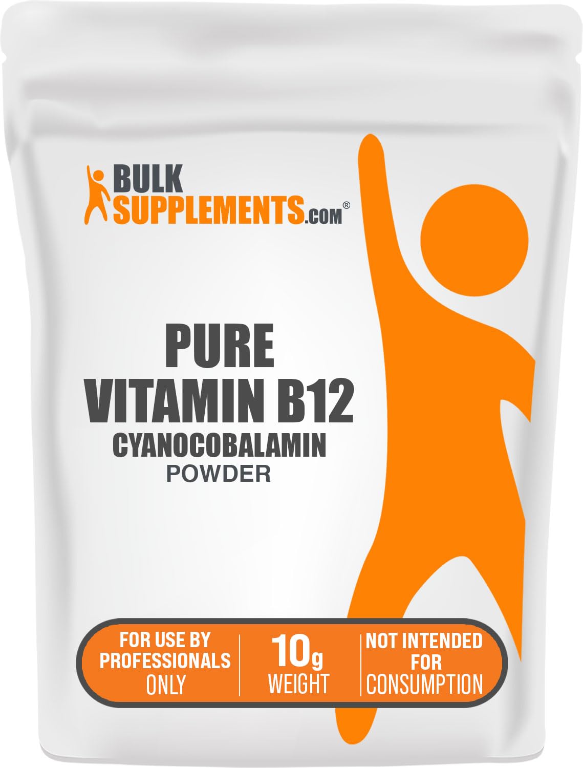BulkSupplements cyanocobalamin powder bottle supports vegan B12 intake.