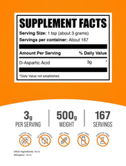 BulkSupplements D-Aspartic Acid powder with scoop for precise portion control