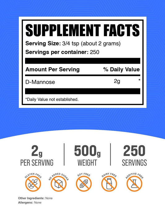 D-Mannose powder scoop showing convenient serving for beverages.