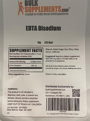 BulkSupplements Disodium EDTA powder with measuring spoon for safe dosing in recipes.