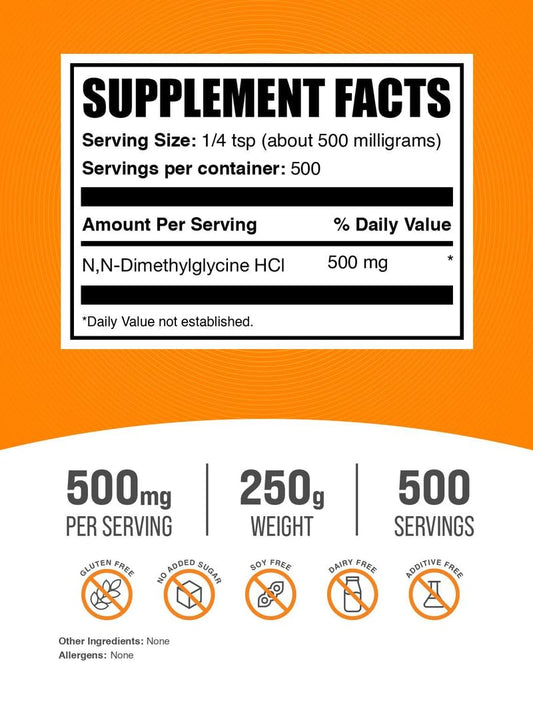 BulkSupplements DMG powder with scoop ready for easy shake inclusion